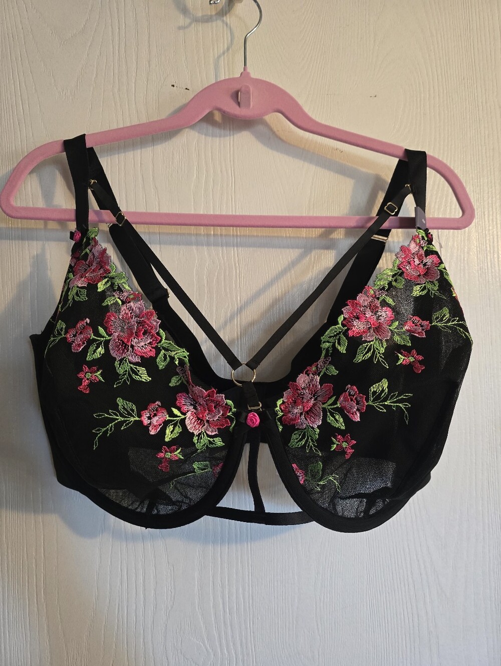 Cacique Lane Bryant Embroidered Unlined Balconette Bra